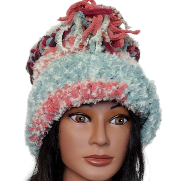 Beret Slouchy Type Boho Hat OOAK Handmade Crochet Free Hand